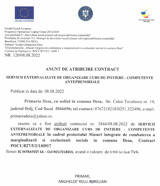 anunt atribuire